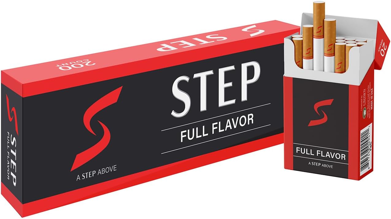 STEP Full Flavor Red Herbal Cigarettes - Full Carton - Tobacco & Nicotine Free - Great Taste! (10 Boxes = 200ct)