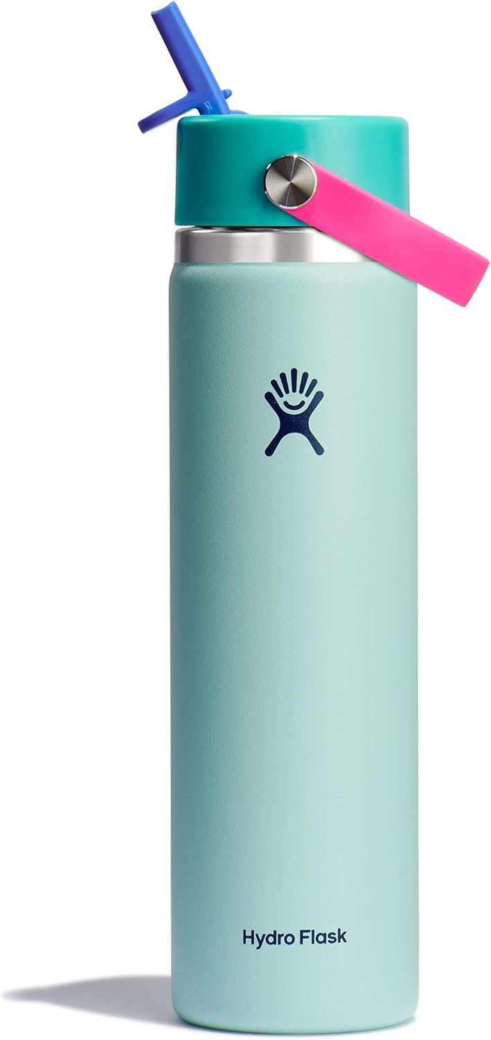 Hydro Flask 24 Oz Wide Flex Straw Cap Bottle - Insulated Stainless Steel - Wide Straw Lid, Non Spill, Leakproof in Polar Plunge