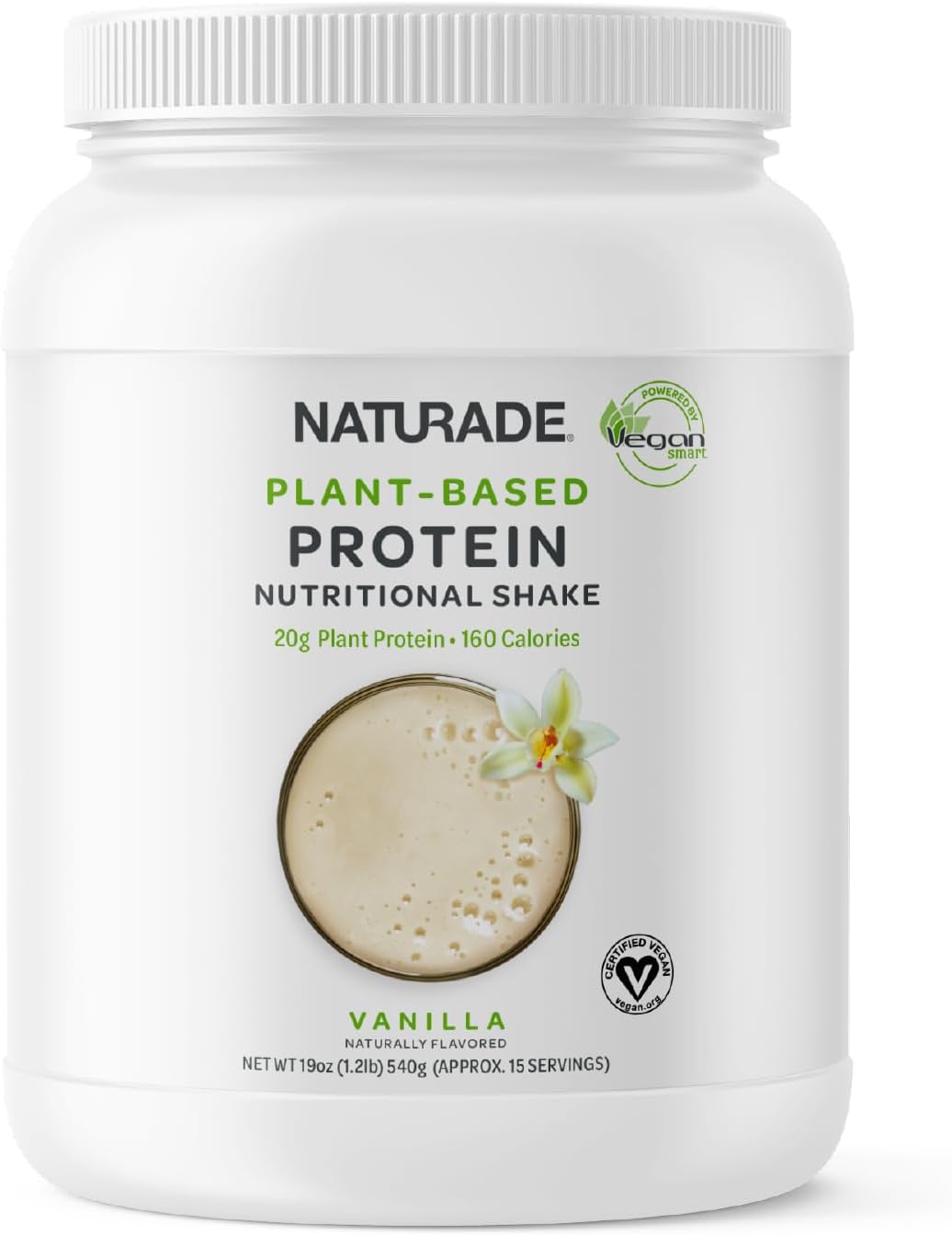 Naturade 20g of Protein Powder - Gluten Free, Dairy & Soy Free, Non-GMO, No Cholesterol - Recovery w/Amino Acids - Vanilla (15 Servings)