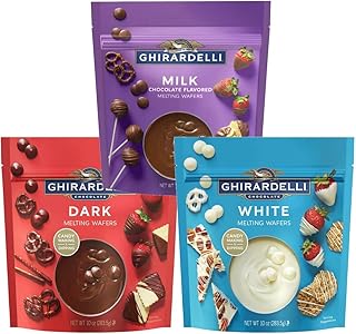 Ghirardelli Melting Wafers Bundle, Milk Chocolate, Dark Chocolate, White Chocolate, Set of 3-10oz each