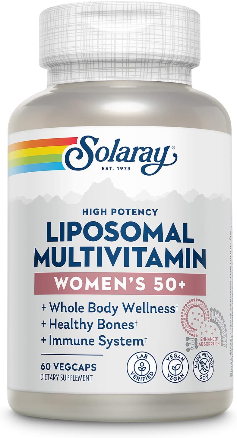 SOLARAY Liposomal Multivitamin for Women 50 Plus, Enhanced Absorption with Iron, Vitamin D, Vitamin C, B12, Biotin & More, Immune Support & Bone Health, Vegan, 30 Servings, 60 VegCaps