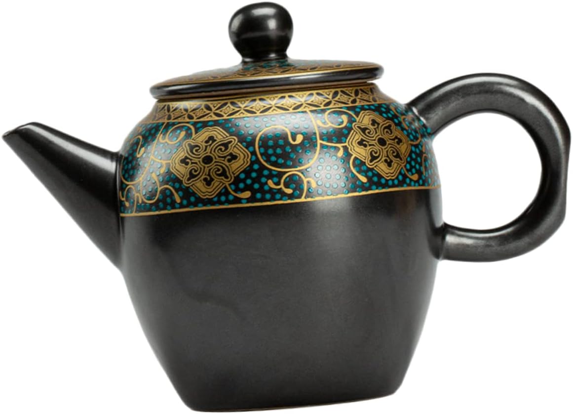 CIYODO Decorative Vintage Ceramic Teapot Tea Kettle for Home Accessory Scalding Handle for Entertaining Guests Unique Chinese Design