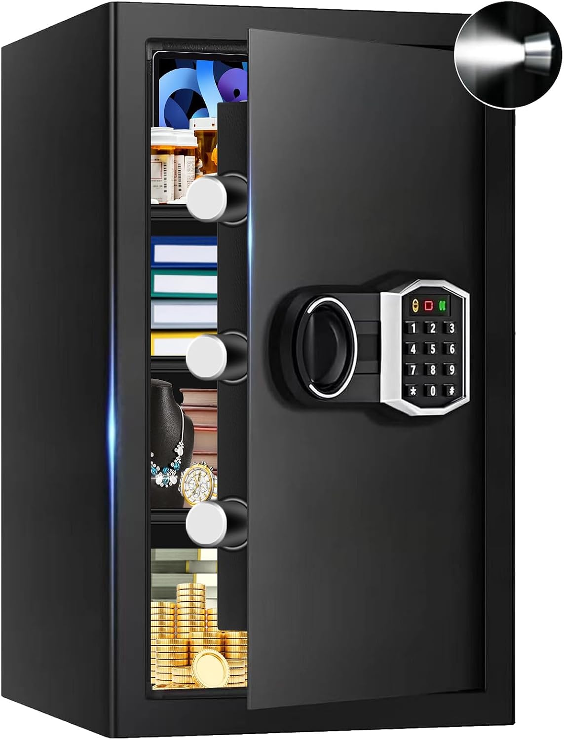 5.2 Cuft Large Safes for Home, Security Fireproof Safe Box with Programmable Keypad, Spare Keys and Removable Shelf, Anti-Theft Digital Home Safes Water and Fire Proof Document Box for Money Valuables