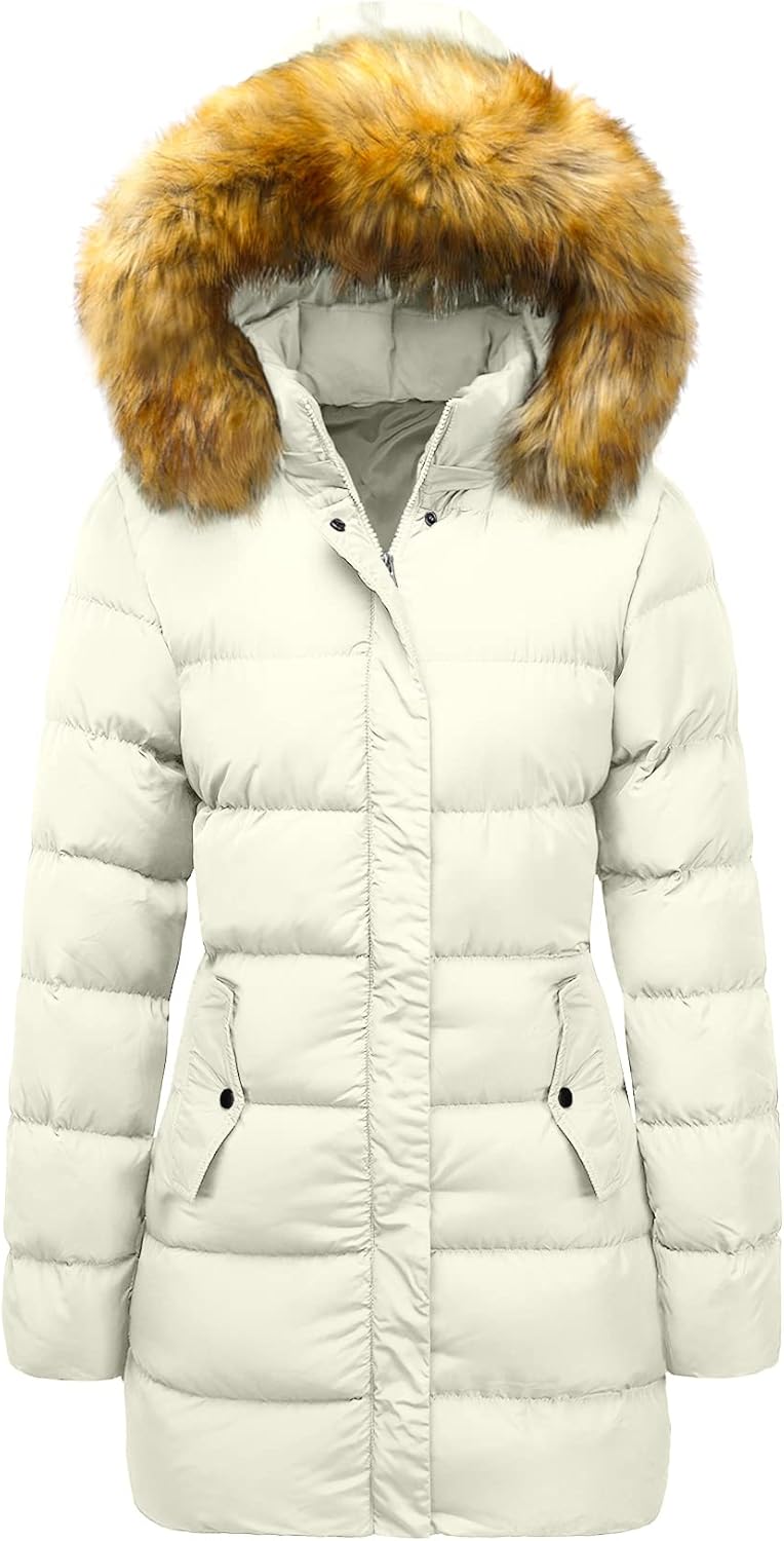 Szory Women's Winter Down Thicken Jacket Puffer Parka Coat with Removable Fur Hood