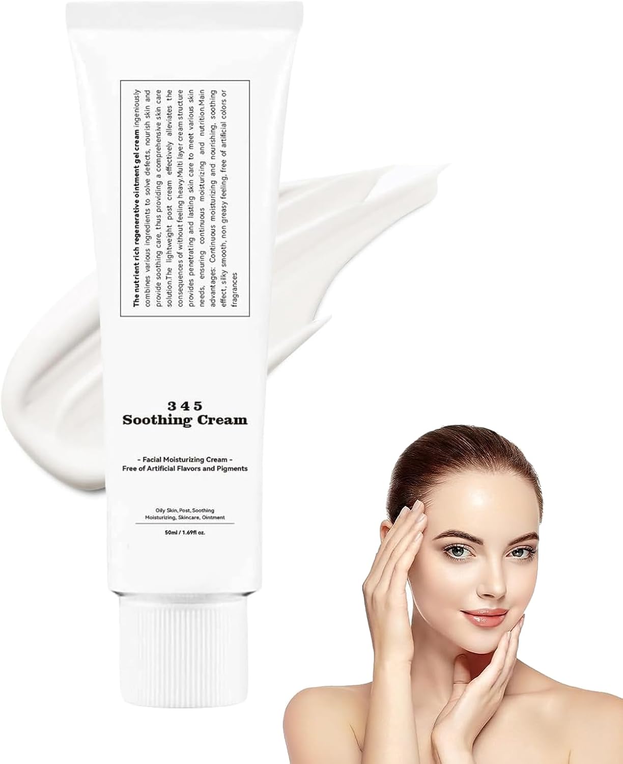 345 Relief Cream,Skin Barrier Repair Cream,Daily Face Moisturizer,345 Intensive Repair Cream for Acne and Oily Skin,Soothing Cream Korean Skincare for Dry All Skin Types (White-01, One Size)