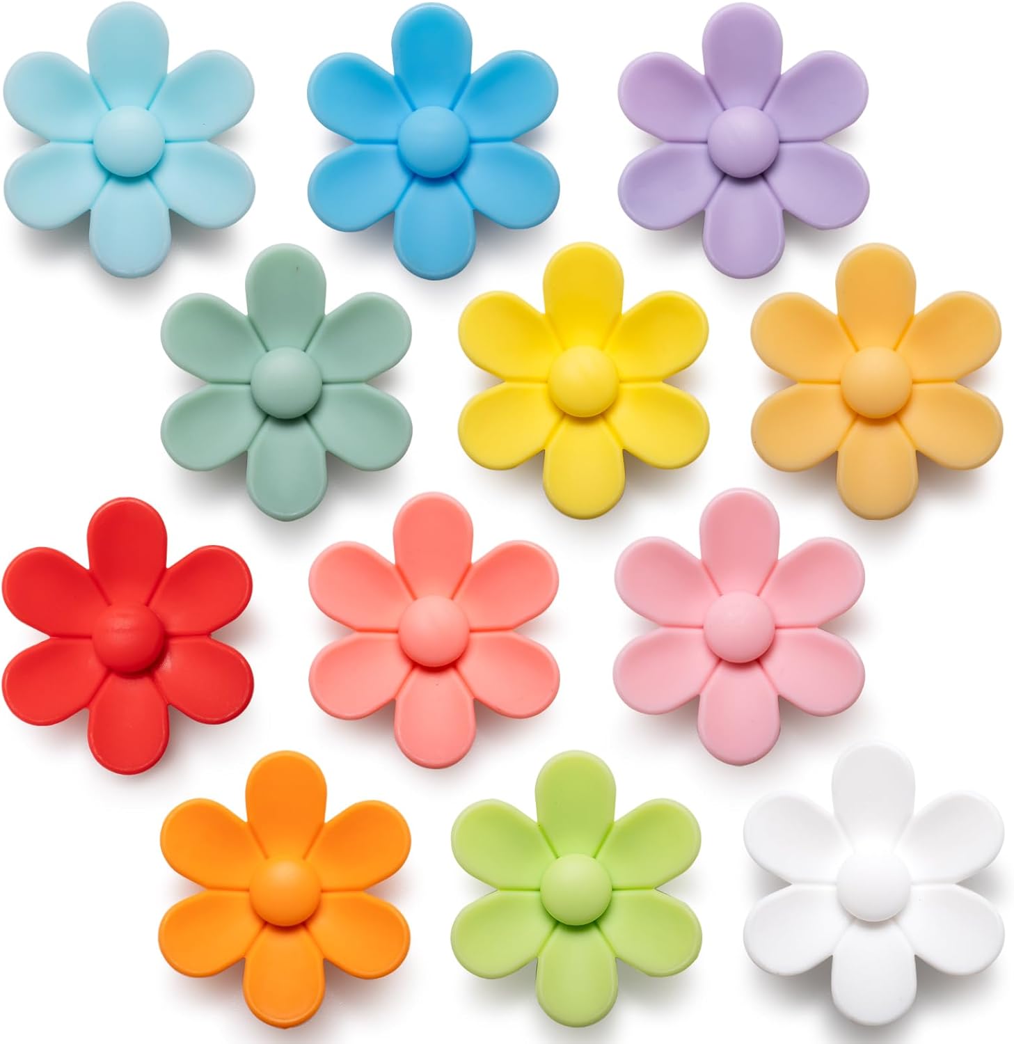 SUNURS 3D Solid Color Flower Cute Fridge Magnets for Locker, Colorful Strong Decorative Funny Refrigerator Magnets for Whiteboard, Kitchen, and Office (12 Pieces)