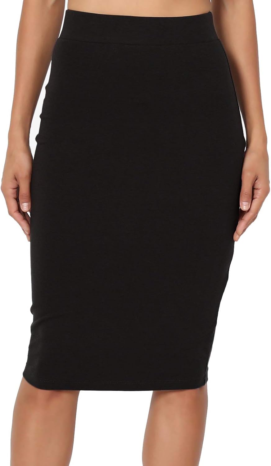 Pretty Fashion Plain Pencil Skirts For Women UK with Separate Elasticated Waist Women's Skirts Midi Length Approx 25 Inches Knee Length Black Skirt Ladies Pencil Skirt Multiple Colours UK 8-22