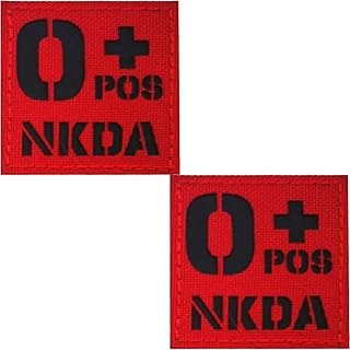 Infrared IR Reflective O POS O+ NKD O Positive Blood Type Patch, Tactical Morale Medical Patches with Hook and Loop Fastener Backing 1.97 x 1.97 Inch - 2 Pieces - No Known Drug Allergies