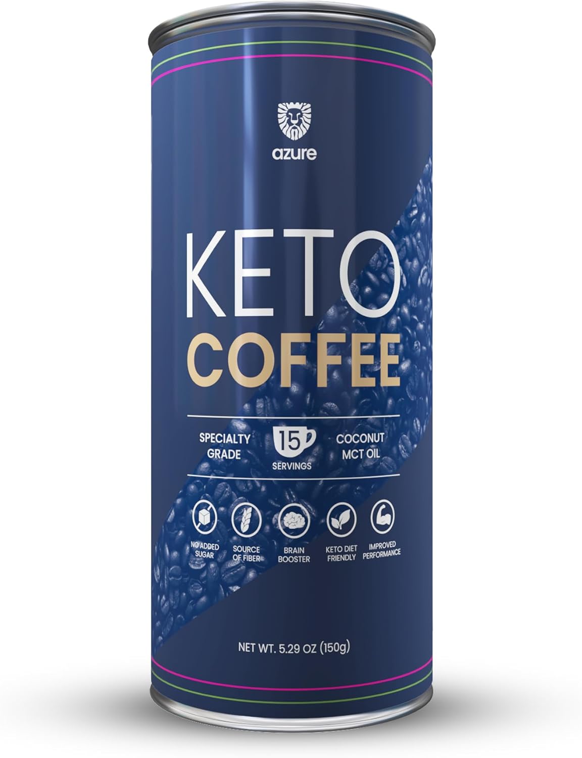 Blue Nile Foods Azure Keto Coffee – Instant Coffee Powder with Coconut MCT Oil, Sugar-Free, Low-Carb, Bulletproof-Friendly, Rich Flavor, 150g, 15 Servings