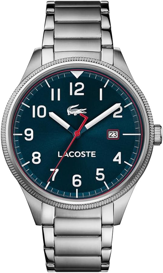 Lacoste Analogue Quartz Watch for Men LACOSTE CONTINENTAL Collection with Silver Stainless Steel Bracelet - 2011022