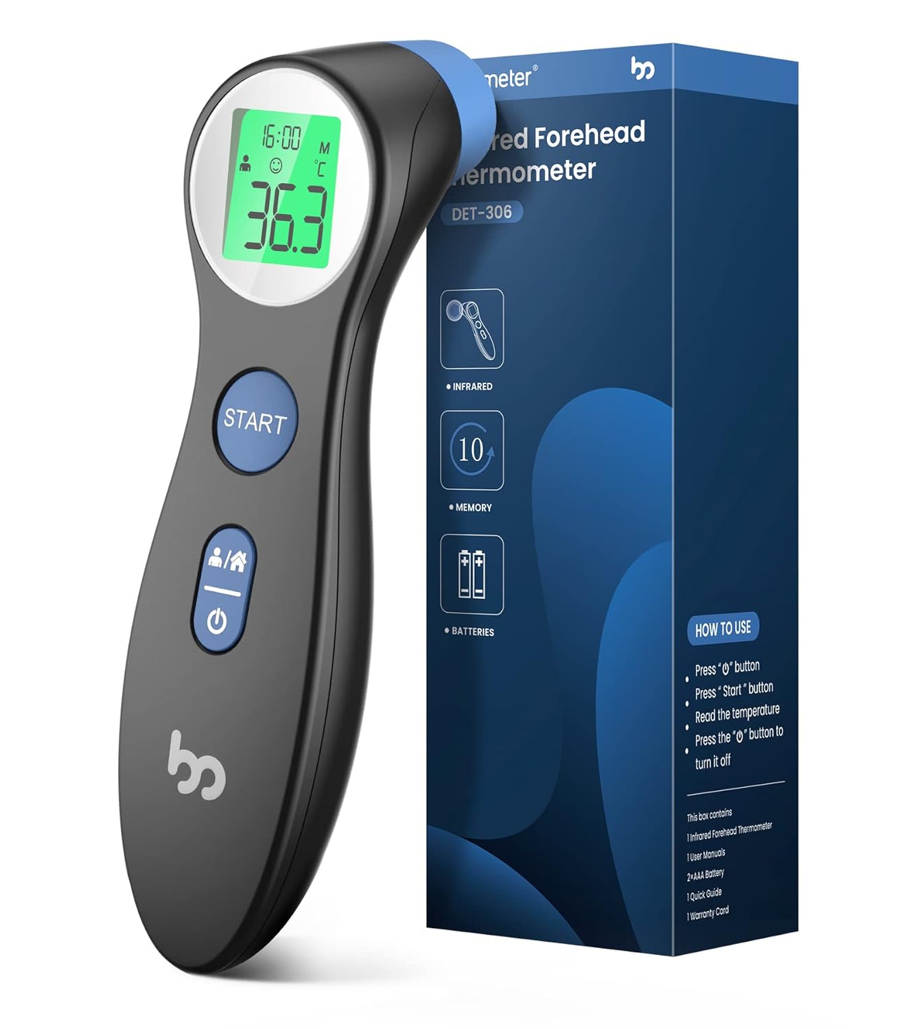Forehead Thermometer for Adults Kids, No-Touch Infrared LCD Display Digital Baby Thermometers Body Temperature Thermometer