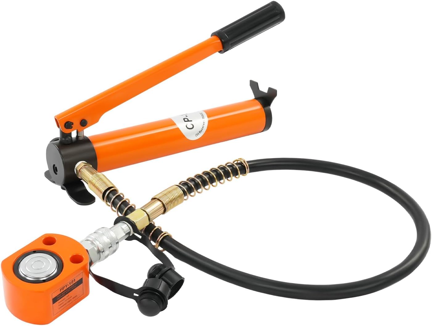 10T Hydraulic Ram Cylinder Jack Low Profile Porta Power Single-Acting Mini Short with Pump, Steel Lifting Manual Pump Car Repairing Set,with CP-180 Hand 0.43"" Stroke,for Machinery Shipbuilding