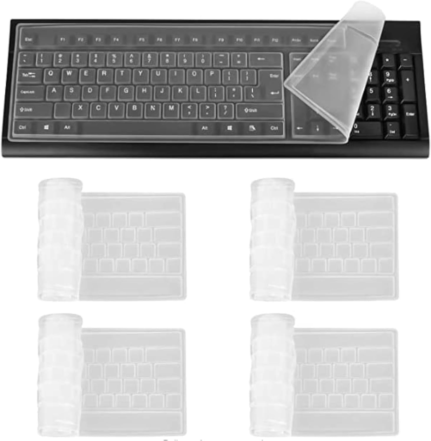 quiodok 4 Pcs Desktop Computer Keyboard Skin Protector Film Cover, Clear Silicone Keyboard Cover, Universal Keyboard Cover Protector for Standard Size 108 Keys PC Computer(445 * 130mm)