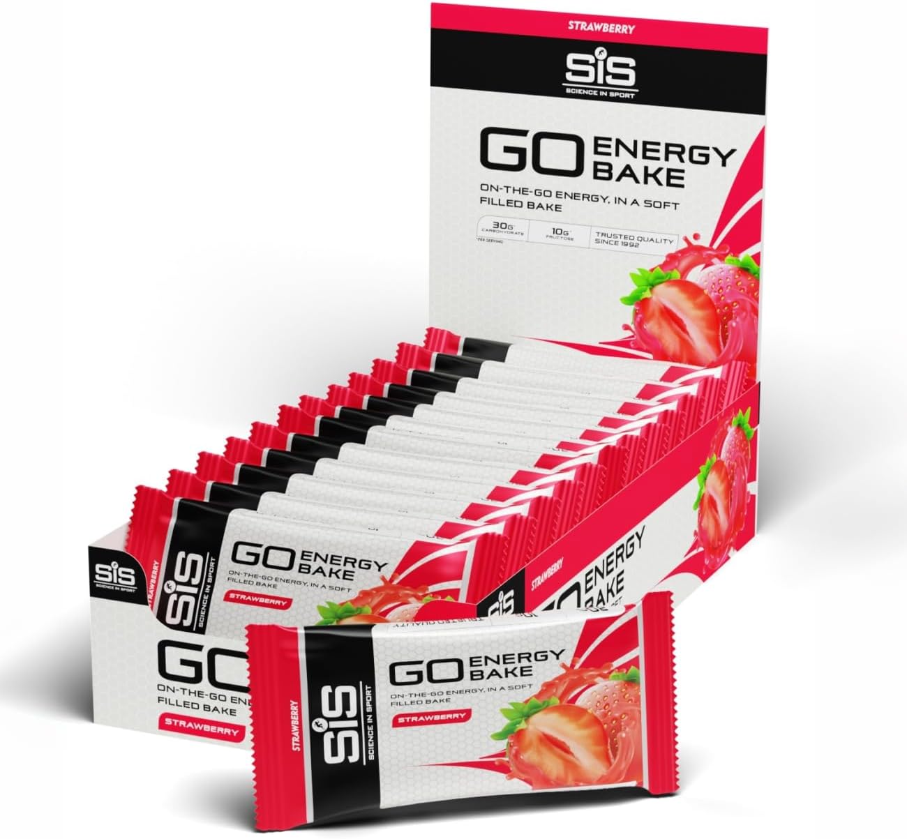 SiS GO Energy Bakes, 30g Dual-Source Carbohydrates, Strawberry, 12 Count
