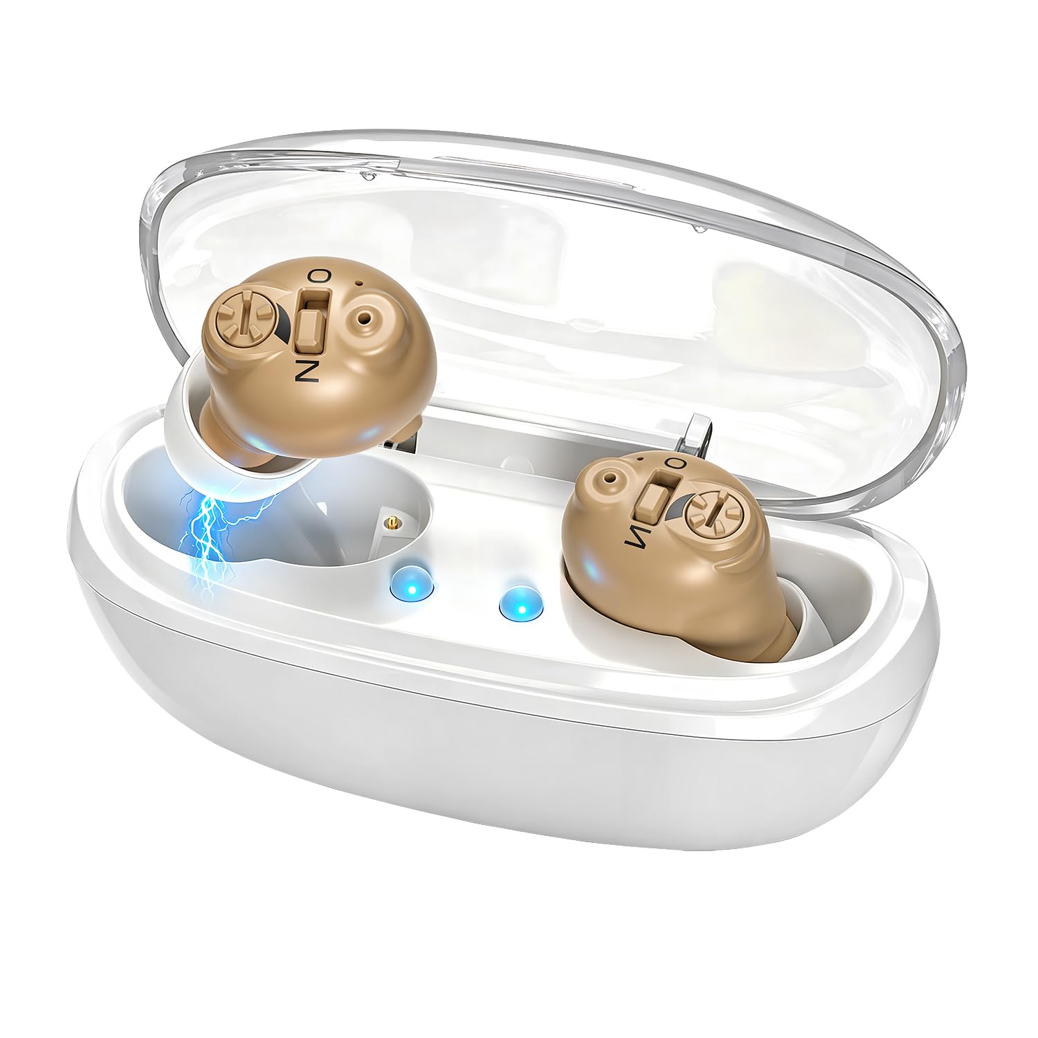 Rechargeable Hearing Aids for Seniors, 16-Channel DSP Noise Reduction, Clear Speech Enhancement, Invisible In-Ear Hearing Amplifier, 35-Hour Battery Life with Charging Case
