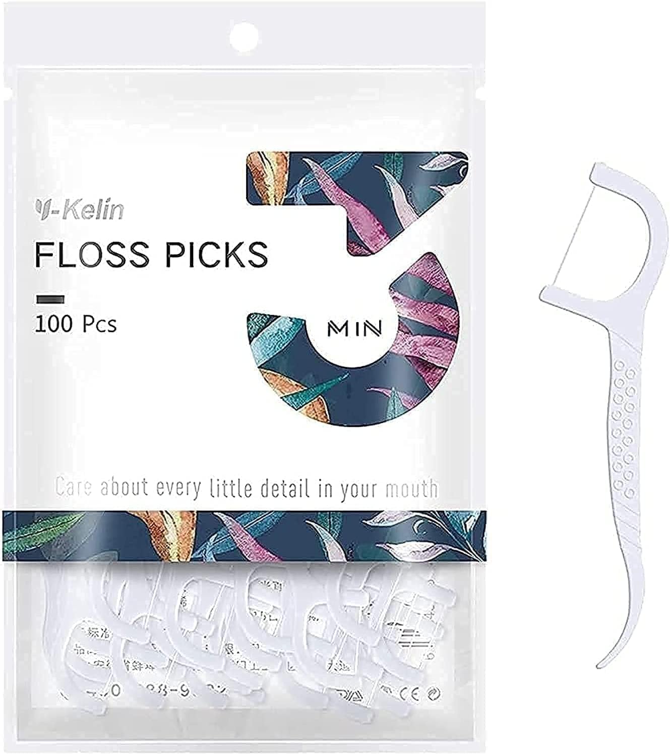 Y-Kelin Dental Floss-100 Pcs Dental Floss Toothpick,Teeth Stick,Tooth Picks,Floss Picks,Teeth Cleaning (100 Count (Pack of 1), No Flavor