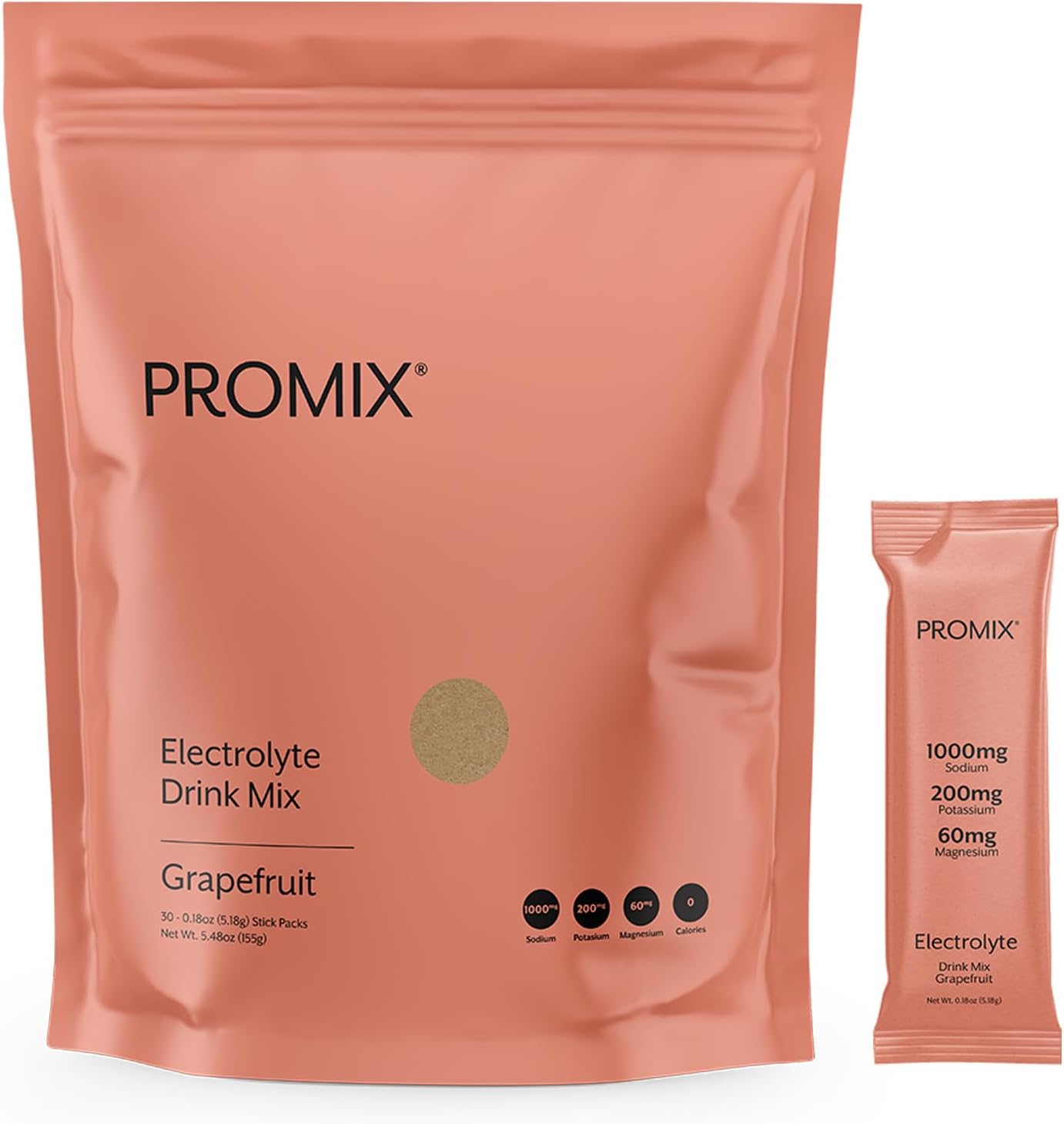 ProMix Nutrition Electrolytes Powder Hydration Packets | Himalayan Pink Salt, Magnesium, Potassium, Vitamin C | Sugar Free - 30 Count