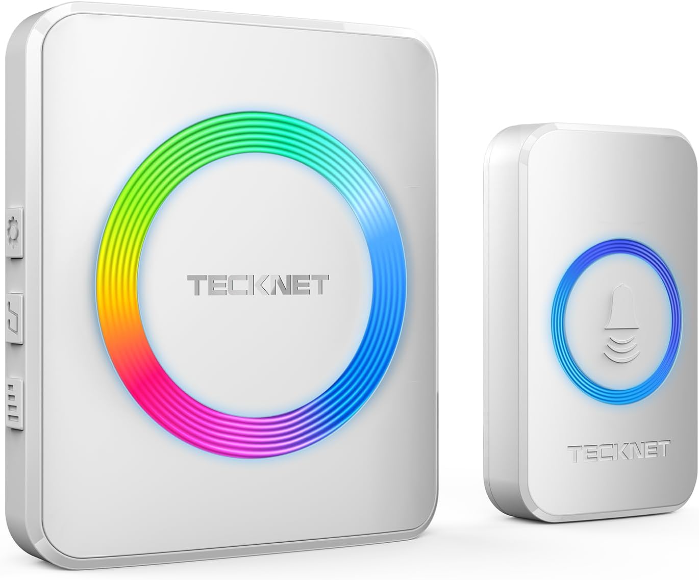 TECKNET Wireless Doorbell, 0-120dB Door Bell, 1300 ft Wireless Range, IP65 Waterproof Classroom Doorbell, 60 Chimes & 5 Volume Levels, RGB Light for Hearing Impaired