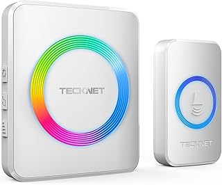 TECKNET Wireless Doorbell, 0-120dB Door Bell, 1300 ft Wireless Range, IP65 Waterproof Classroom Doorbell, 60 Chimes & 5 Volume Levels, RGB Light for Hearing Impaired