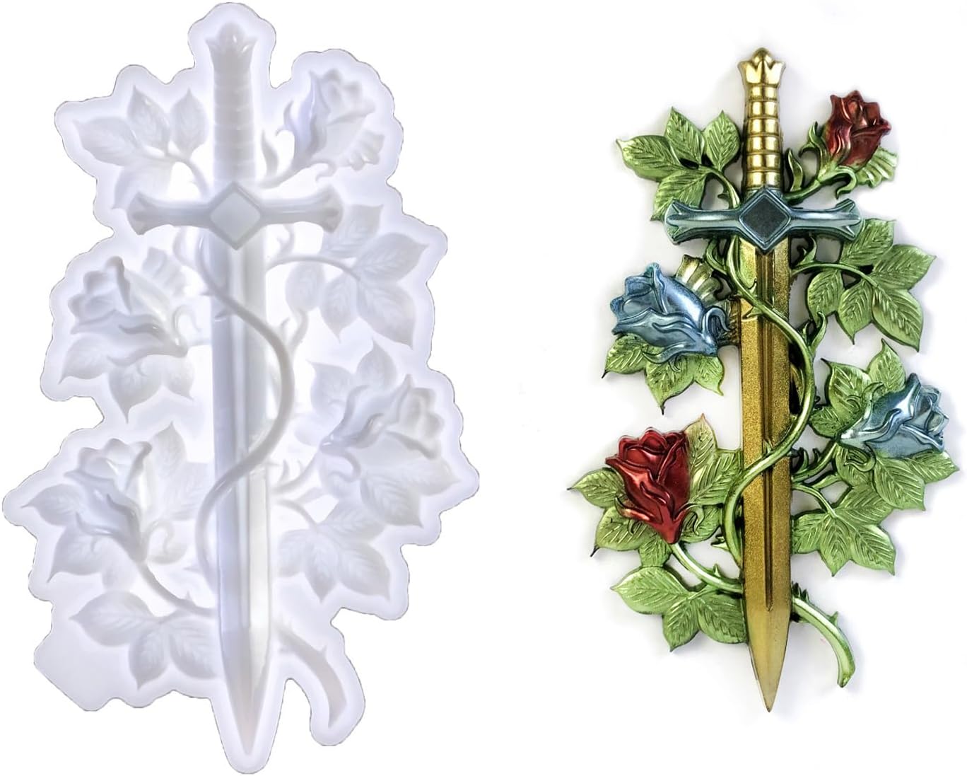 Epoxy Resin Mold Rose Vine Swords Molds Versatile Silicone Home Ornament for Enthusiasts