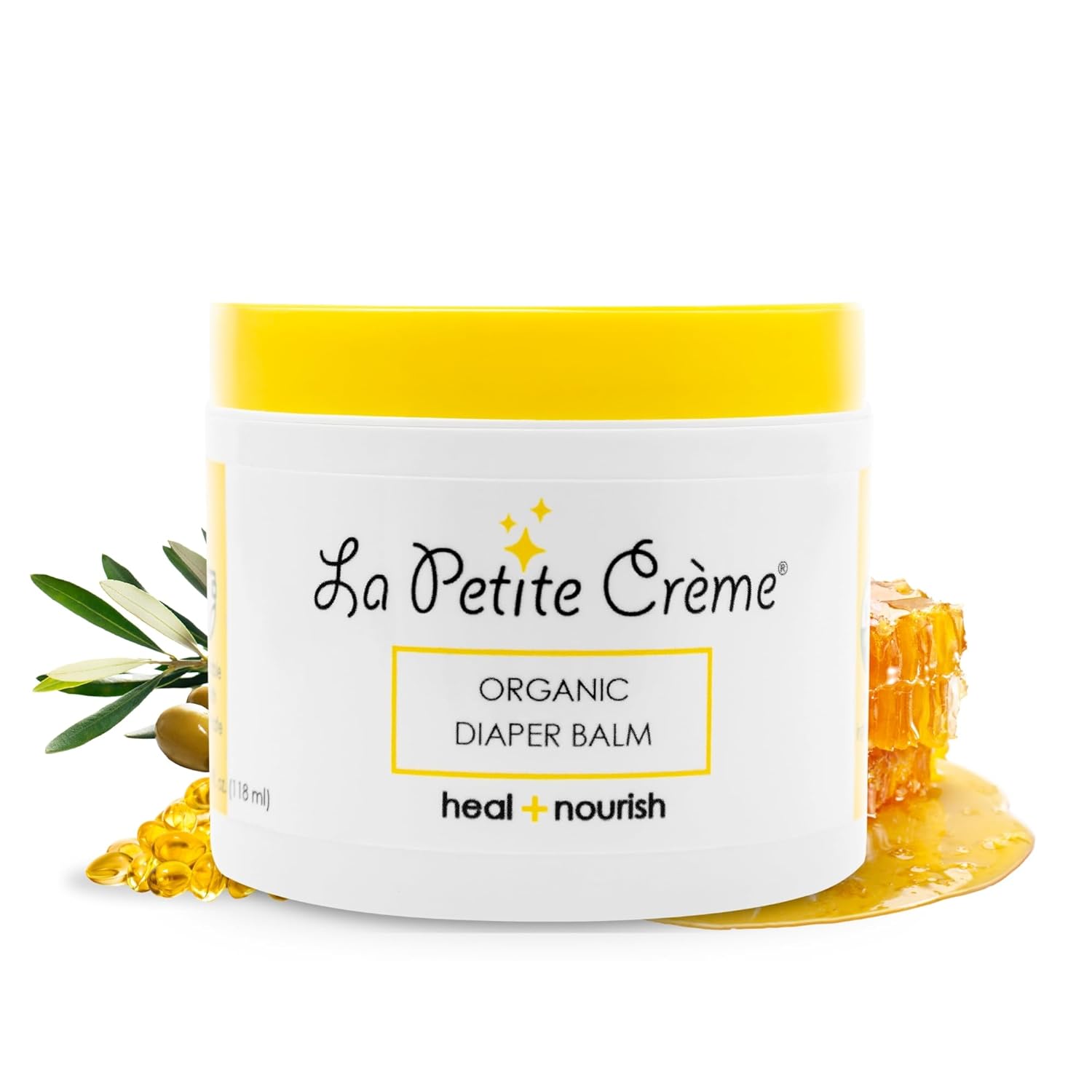 La Petite Creme French Organic Diaper Balm (4 oz) - Healing & Nourishing Diaper Cream - Gentle & Safe Liniment Baby Lotion - USDA Certified Organic - Baby Essentials for Newborn