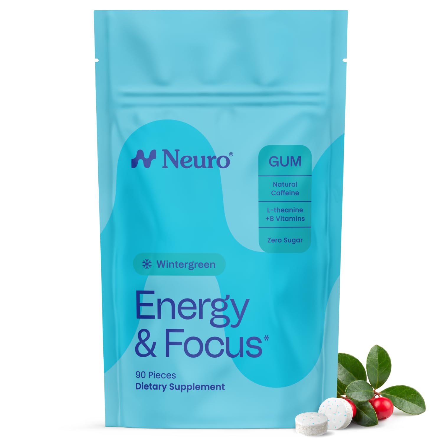Neuro Energy & Focus Gum, Wintergreen, 90 Count