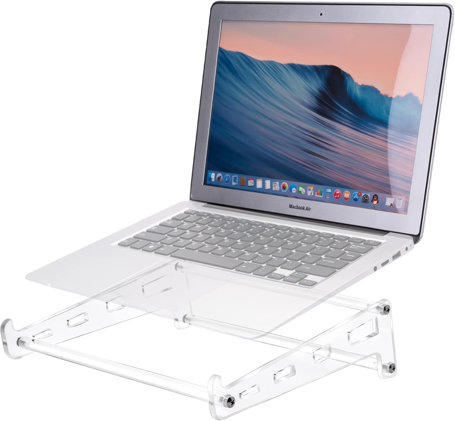 Acrylic Laptop Stand for Desk, Clear Ventilated Computer Stand Holder for Desk, Ergonomic Acrylic Sturdy Laptop Riser Compatible with MacBook Air Pro Dell Lenovo Thinkpad ASUS 9-16 Inch