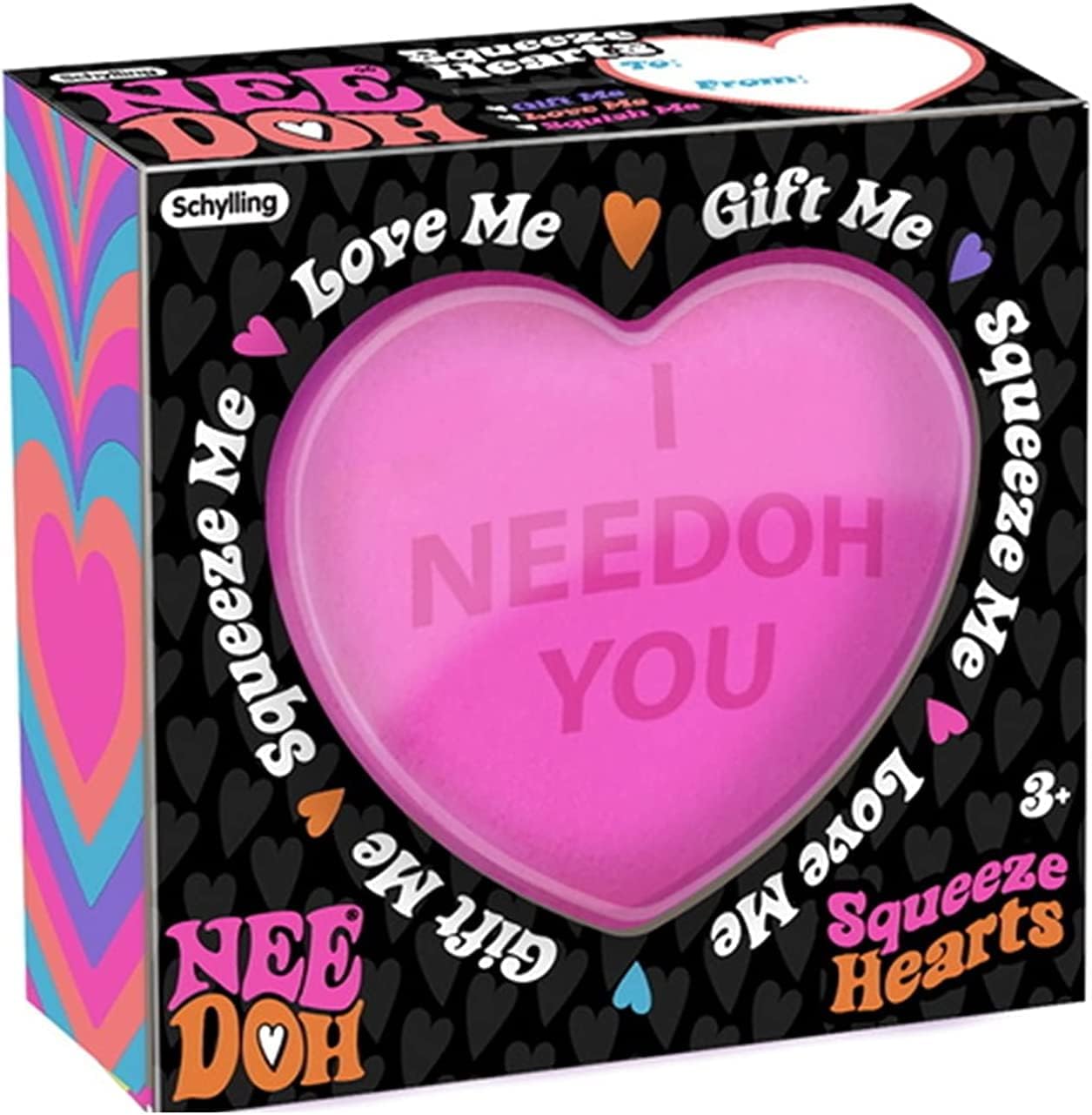 Schylling NeeDoh Squeeze Heart - Sensory Fidget Toy - Assorted Colors - Ages 3 to Adult (Pack of 1)