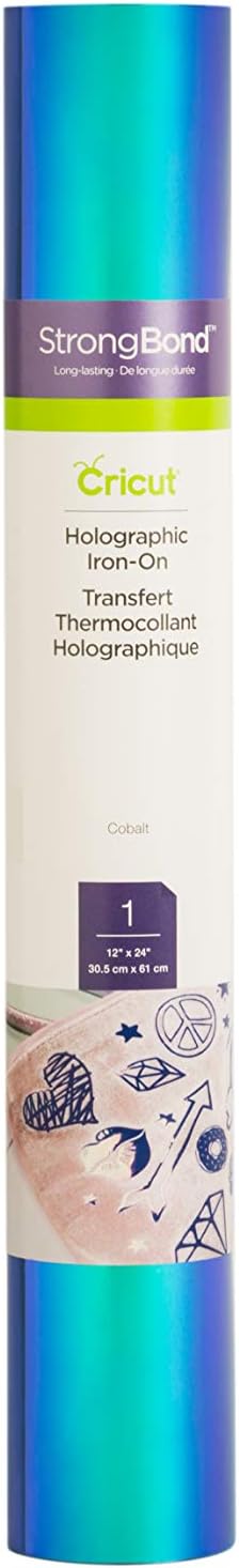 Cricut Holographic Iron On, Cobalt - 2ft Roll (12'x24') - HTV Heat Transfer Vinyl for Shirts, Apparel, Hats & More - Compatible with Cricut EasyPress & Machines