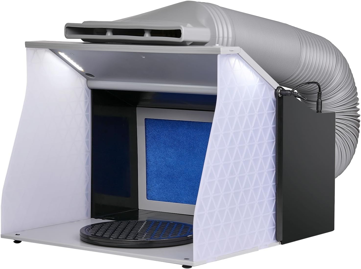 VEVOR Airbrush Spray Booth, Portable Hobby Airbrush Paint Spray Booth Kit with 4 LED Light, Powerful Dual Exhaust Fans, Turntable and 6 ft Extension Hose, for Painting Models, Arts, Crafts, Cakes