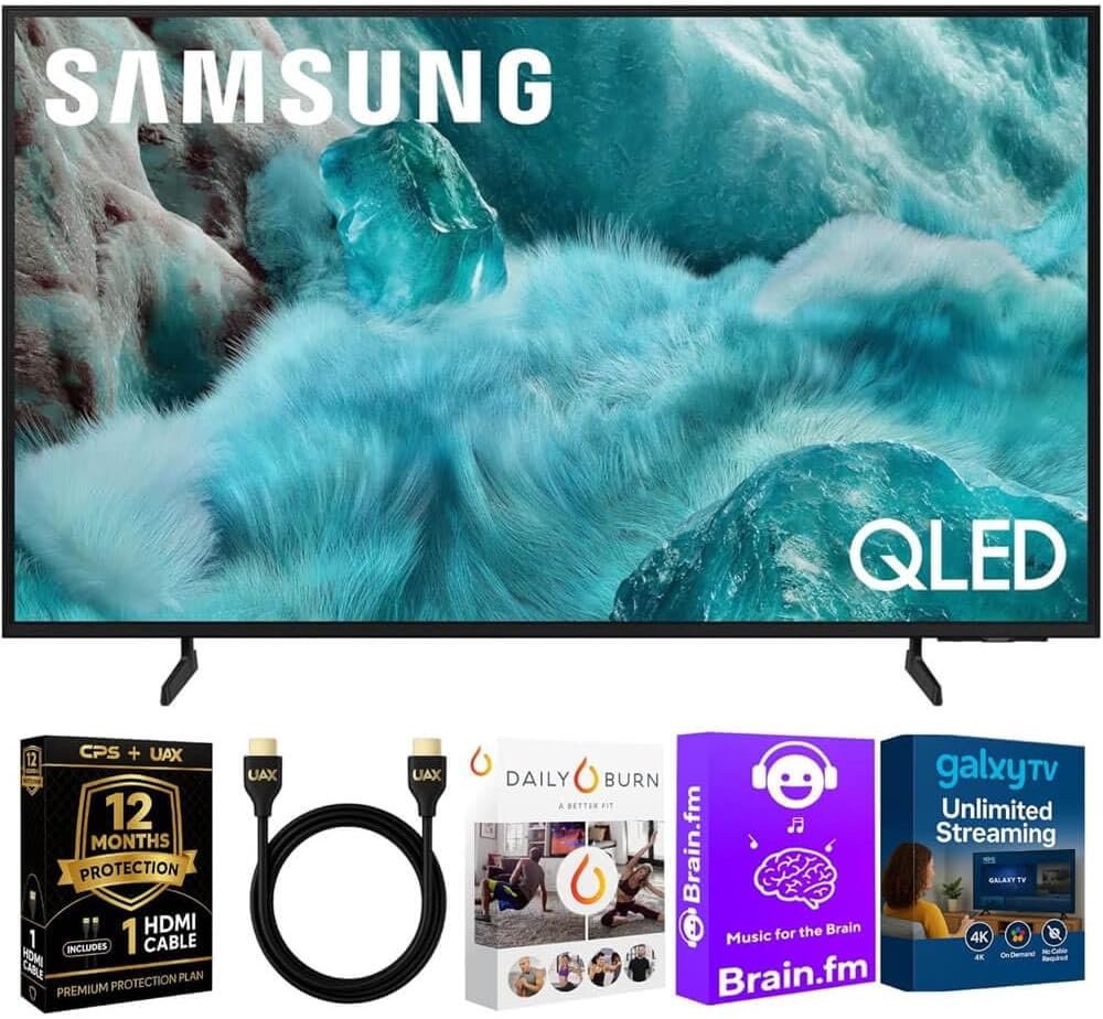 Samsung 50-Inch Q7F Series QLED 4K UHD Smart TV - HDR10+, Alexa Build-in, Bluetooth w/ 12 Month CPS Protection Plan, AUX HDMI Cable, Streaming Bundle