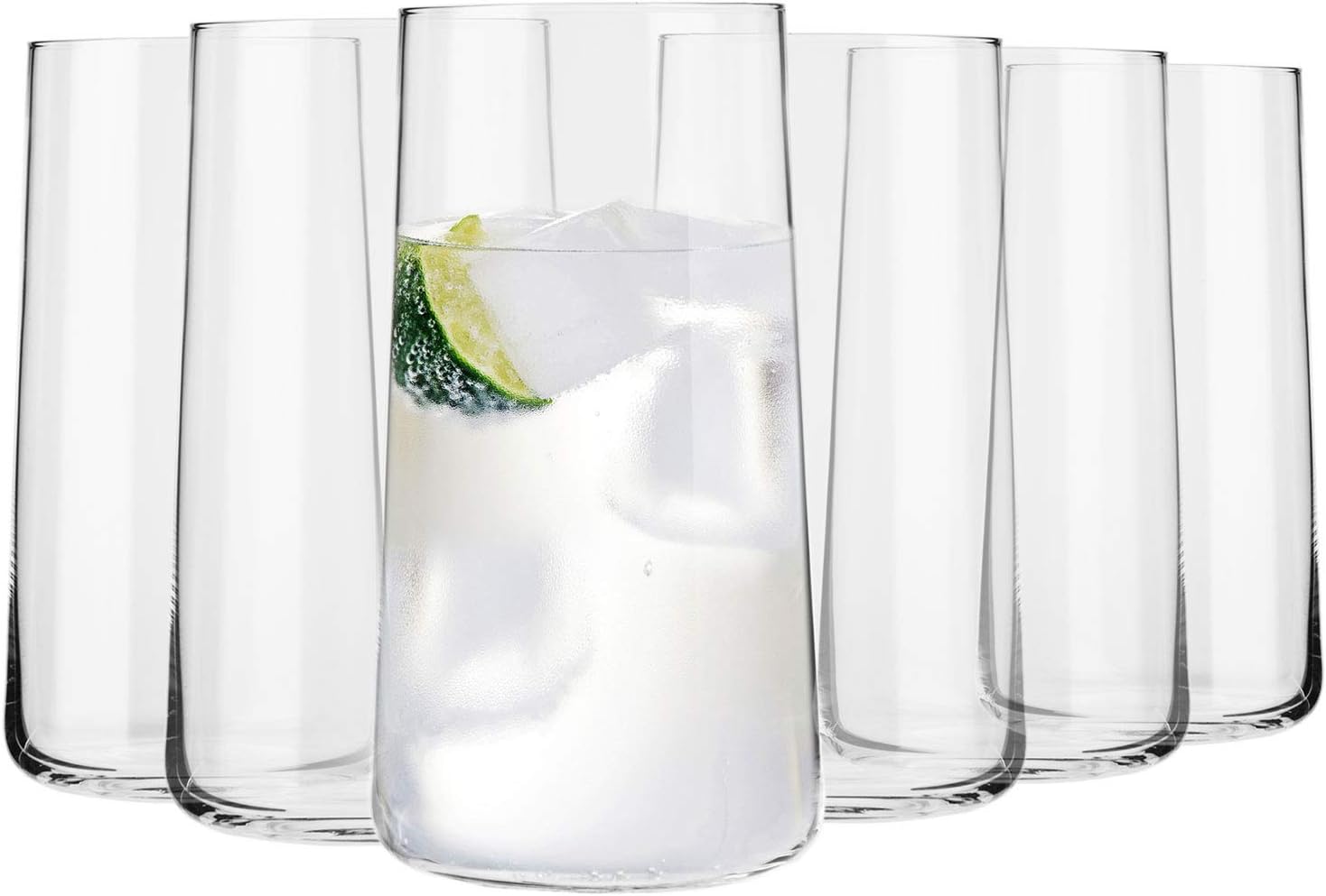 Krosno Tall Water Drinking Glasses Set of 6 | 540 ML | Avant-Garde Collection | Highball Glasses & Tumbler Glass Set | Juice Half Pint Highball | Home, Restaurants and Parties | Dishwasher Safe