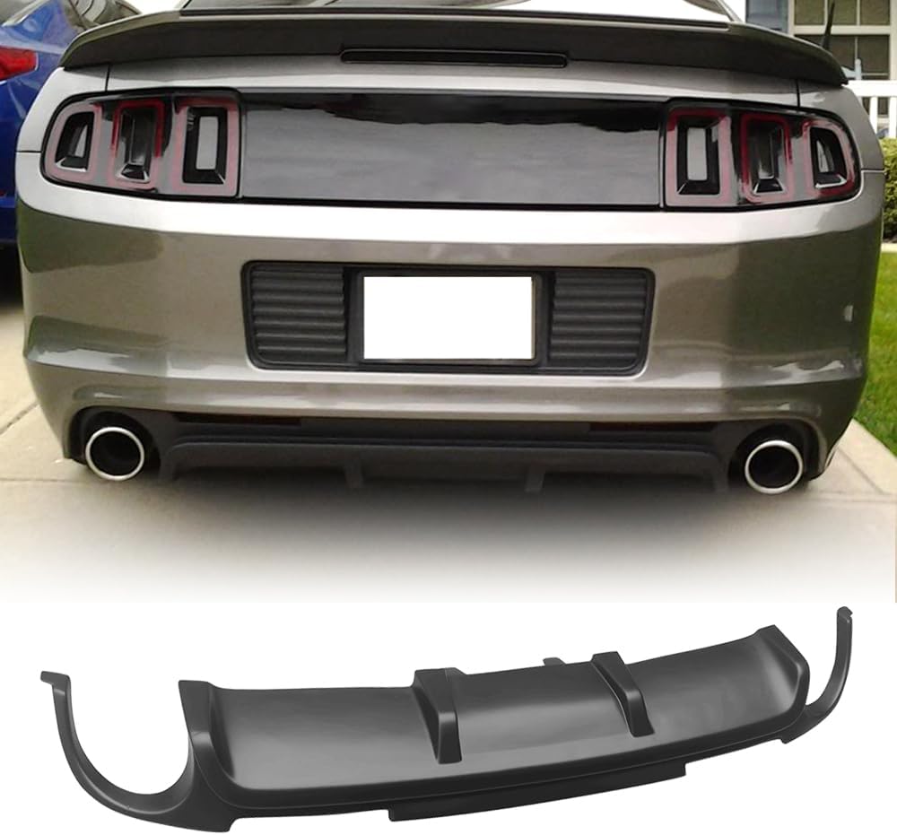 Rear Bumper Diffuser Lip, Compatible with 2013-2014 Ford Mustang California Special CS Boss302, PP Unpainted Black Rear Lower Lip Valance Splitter