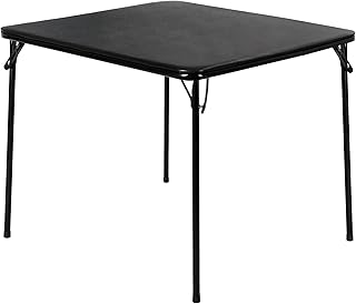 VECELO 34'' Folding Table with Black PU Padded Tabletop, Portable Multifunctional for Indoor/Outdoor, Home, Parties, Picnics, and Games, 1 Piece