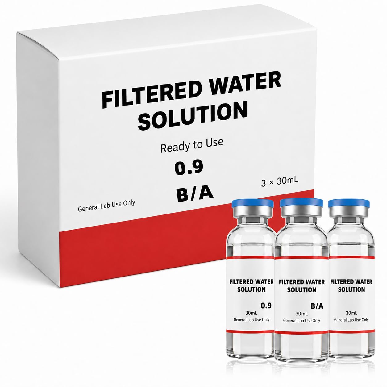 Filtered Water Solution 0.9 B/A, Ready-to-Use General Lab Solution, 30mL Bottles, Pack of 3