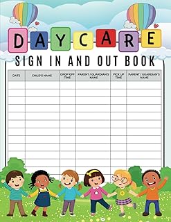 Daycare Sign In and Out Book: Daily Childcare Attendance logbook for Daycare Centers, Simple Large Sign In And Out Register Log Book for Babysitting Business