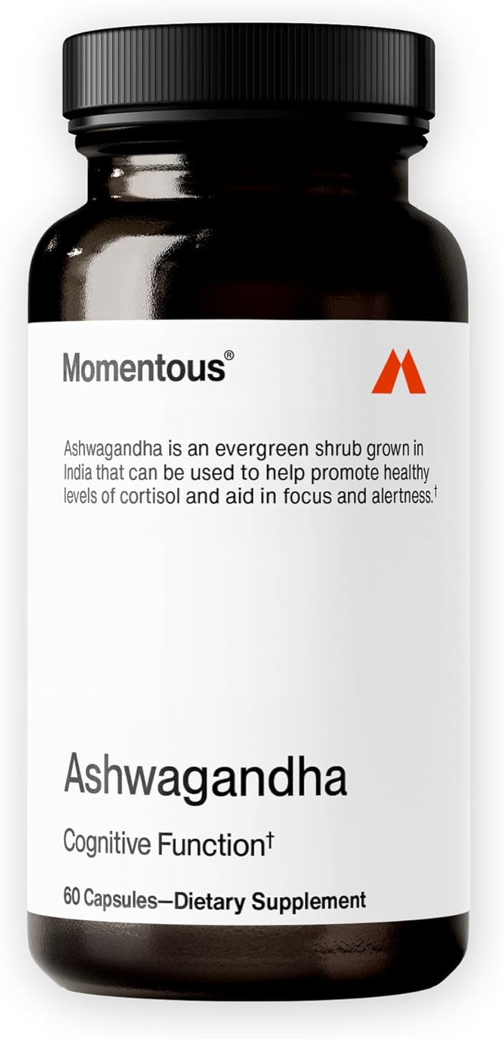 Momentous Ashwagandha Supplement - 300 mg NooGandha® Ashwagandha Extract - Cognitive Performance, Alertness, & Focus Support - NSF Certified, Vegan, GMO-Free, Gluten-Free, 60 Servings