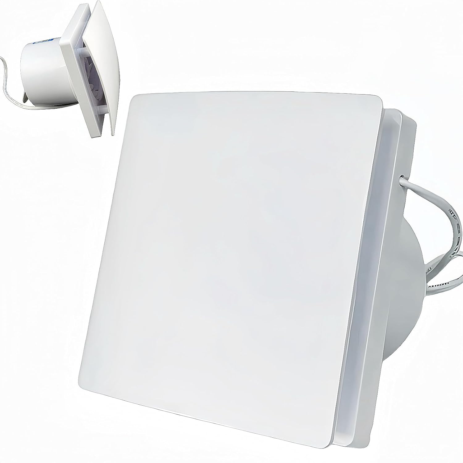 Silent Bathroom Extractor Fan, White Square High Airflow Bathroom Fan Wall Window Mounted Ventilation Fan Powerful Exhaust for Kitchen, Toilet