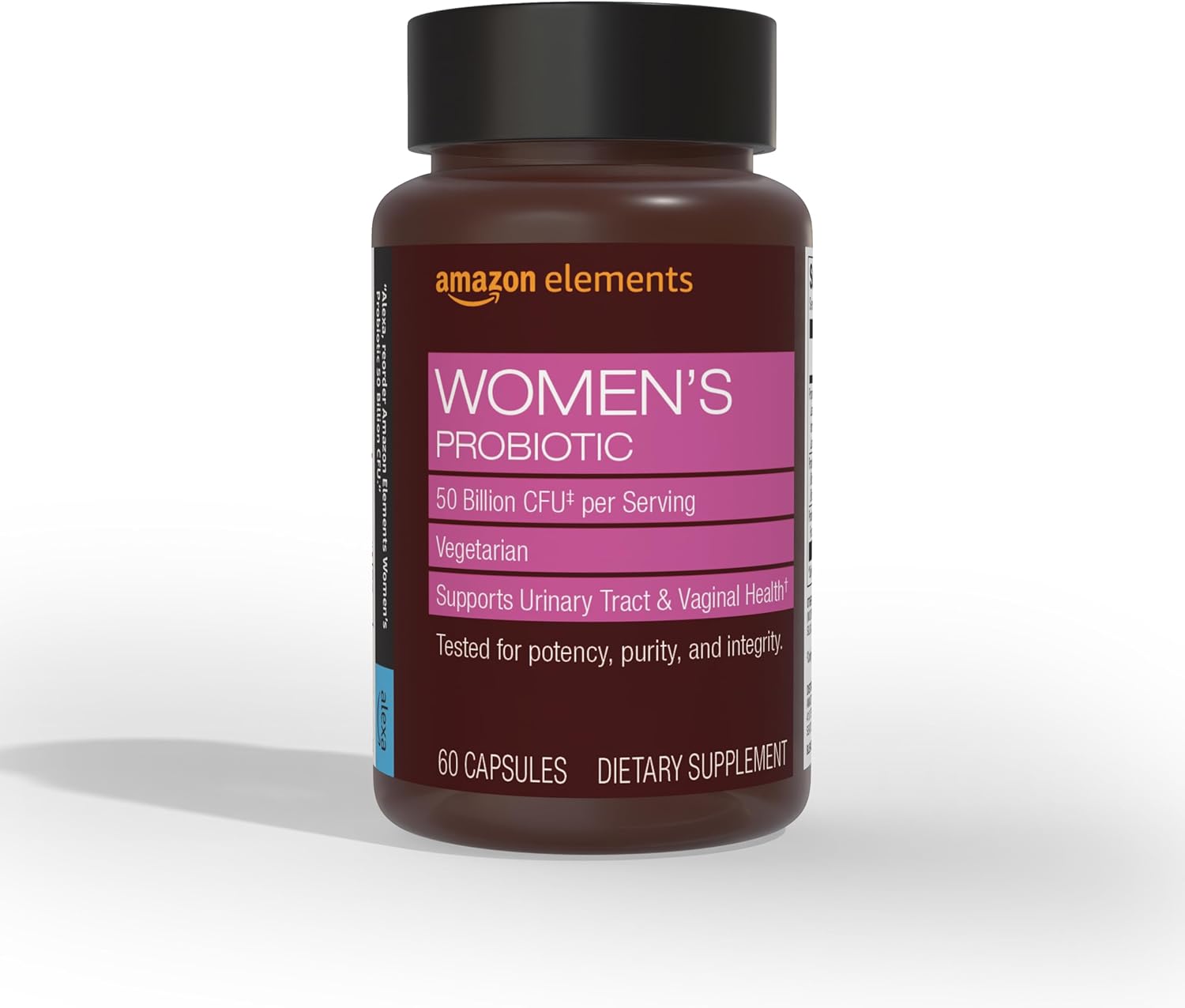 Amazon Elements Women's Probiotic 50 billion CFU per serving, vegetarian, Supports Urinary Track and Vaginal Health, 60 capsules