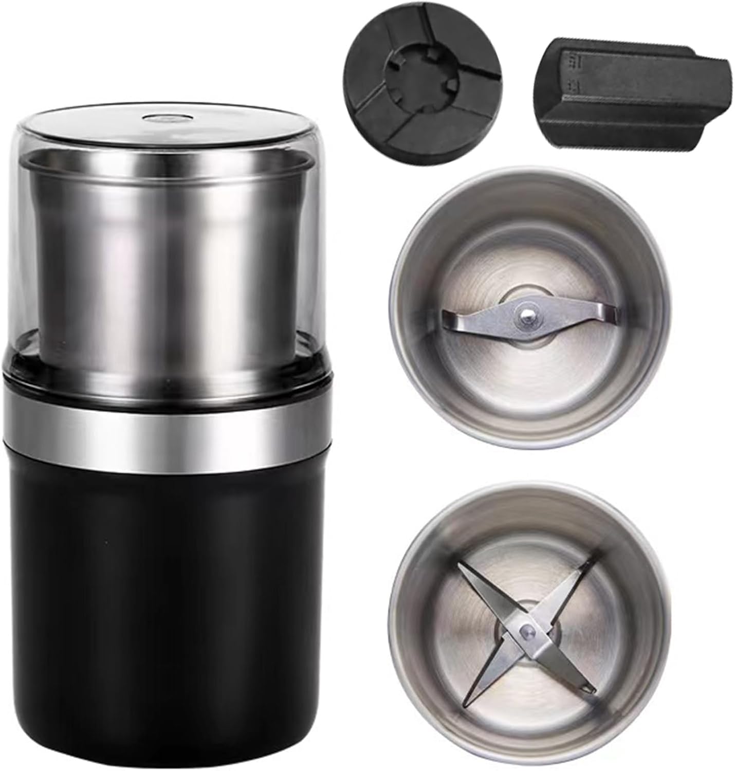 Electric Spice Blender, 200W Electric Wet and Dry Grinder with Removable Stainless Steel Bowl for Coffee Bean, Spices, Herbs, Nuts, Grains, Seeds