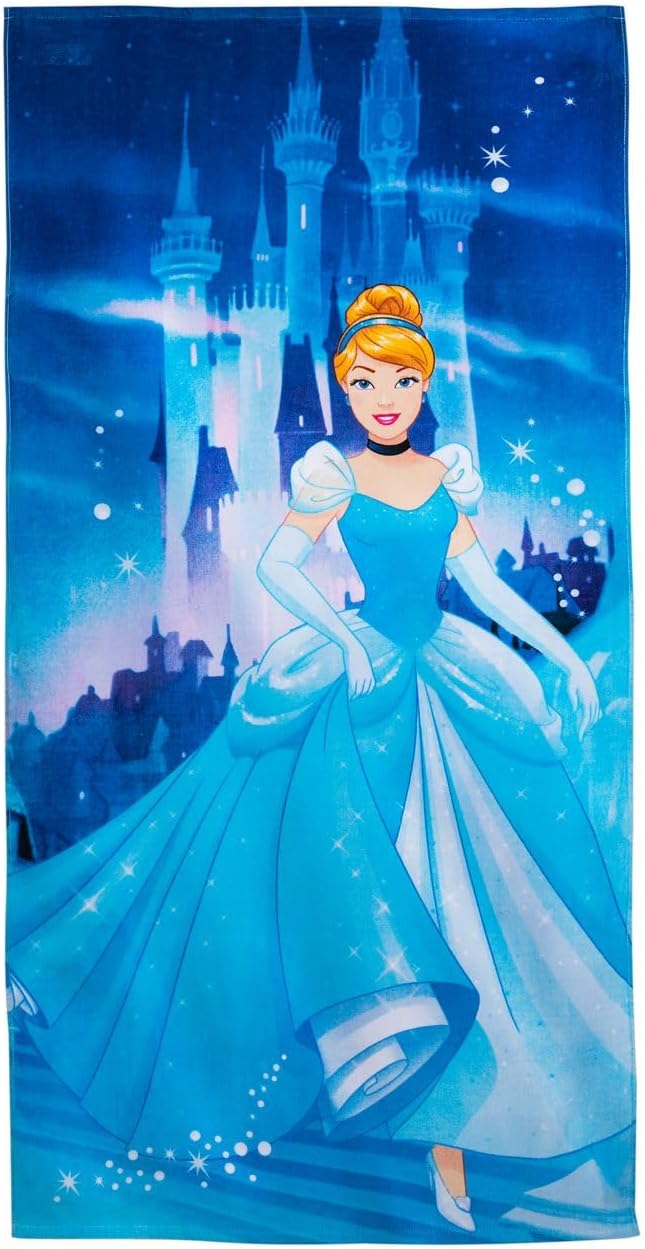 Disney Store Official Cinderella Towel, 150cm x 74cm, Kids' Towel for use on the Beach, Bath, Swimming Lessons and Holidays