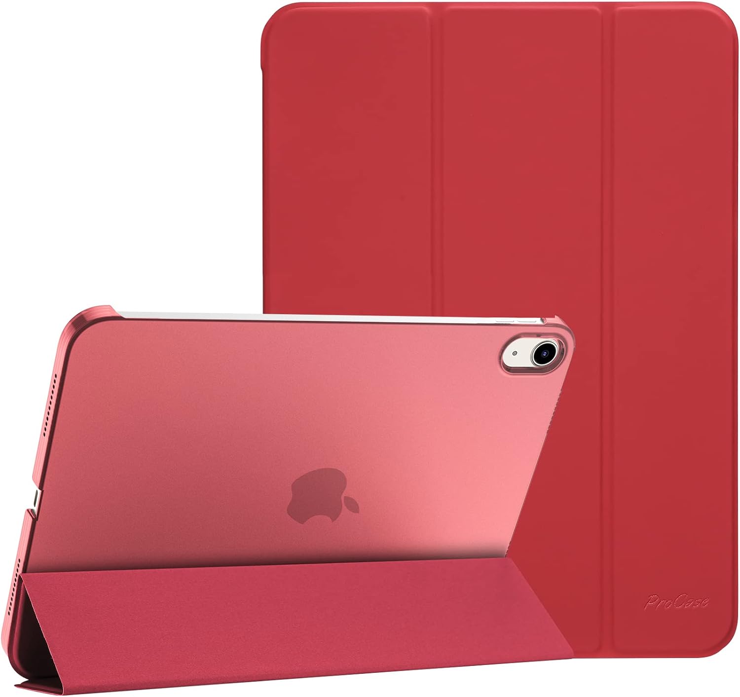 ProCase for iPad (A16) 11th Generation 11 Inch 2025/ iPad 10th Generation 10.9 Inch 2022 Case, Slim Smart Cover with Translucent Hard Shell Back, Supports Touch ID, Auto Wake/Sleep -Red