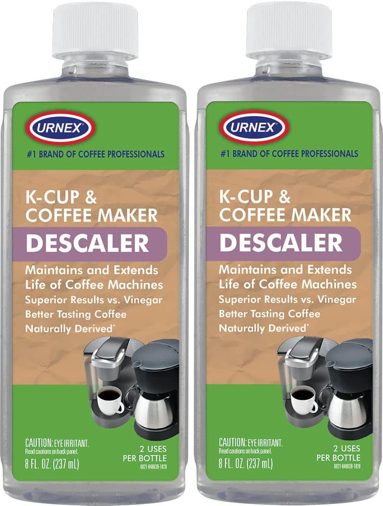 The Professional Barista's Choice - Urnex Keurig Compatible Coffee Maker Universal Descaling Solution (2 Pack, 2 Uses Per Bottle)