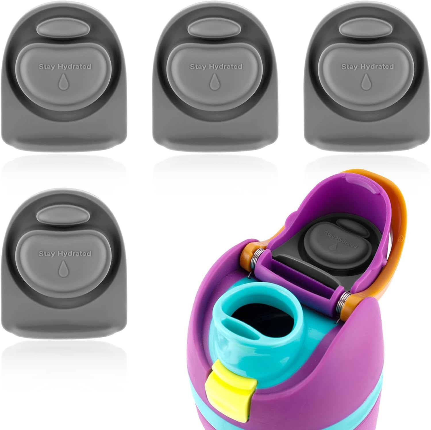 4pcs Replacement Stopper for Owala FreeSip 24/32oz, BPA Free Water Bottle Top Lid Gasket Parts for Owala 16/19/24/32/40oz Seal Bottle Cap Mouth Silicone Bottle Gasket Plug Accessories