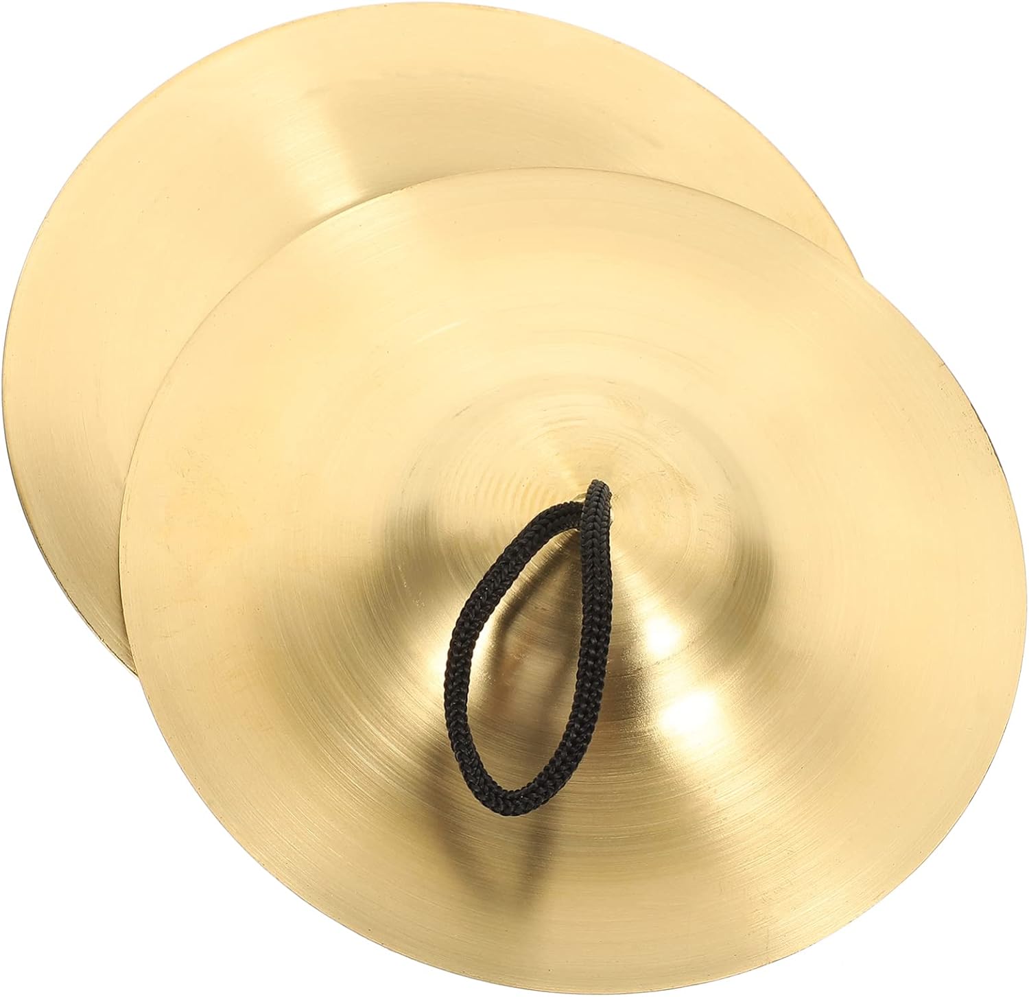 Vaguelly 1 Pair Hand Cymbals, 6 Inch Small Marching Cymbal Copper Finger Cymbals, Metal Finger Zills with Band Percussion Instrument for Adults, Kids, Party Gold