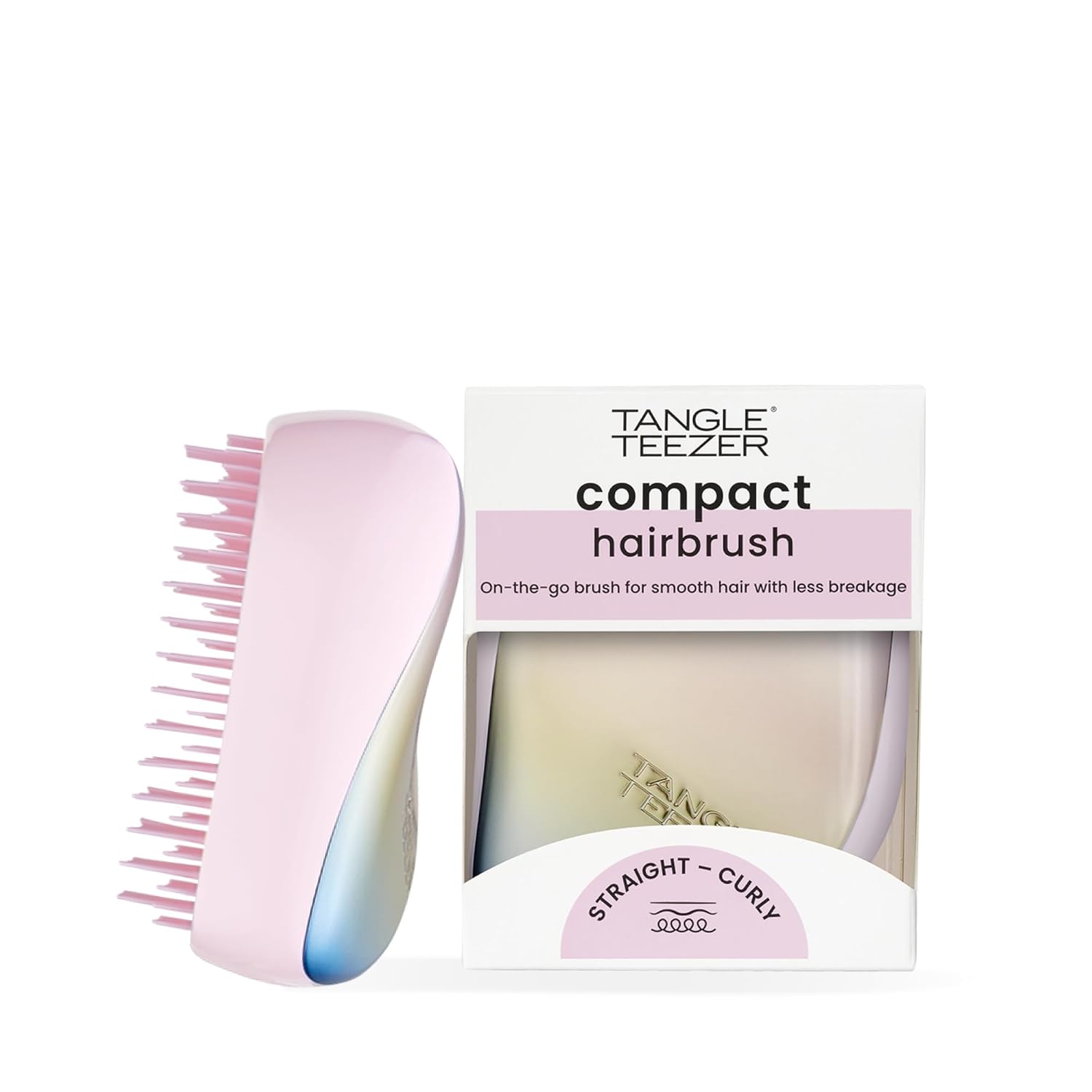Tangle Teezer Compact Styler Detangling Hairbrush, Pearlescent Matte Chrome