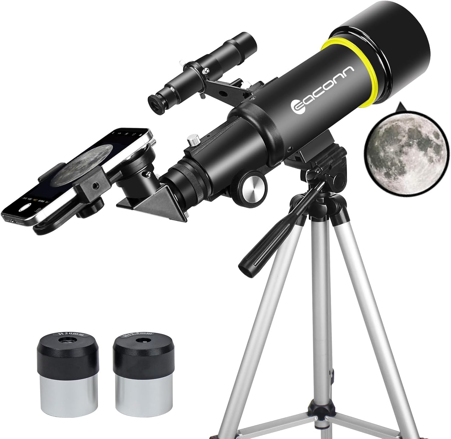 Telescope for Adults Beginners, 70mm Aperture 400mm AZ Mount Fully Multi-Coated Optics Refractor Portable Telescopes, Travel Telescope with Tripod and Phone Adapter