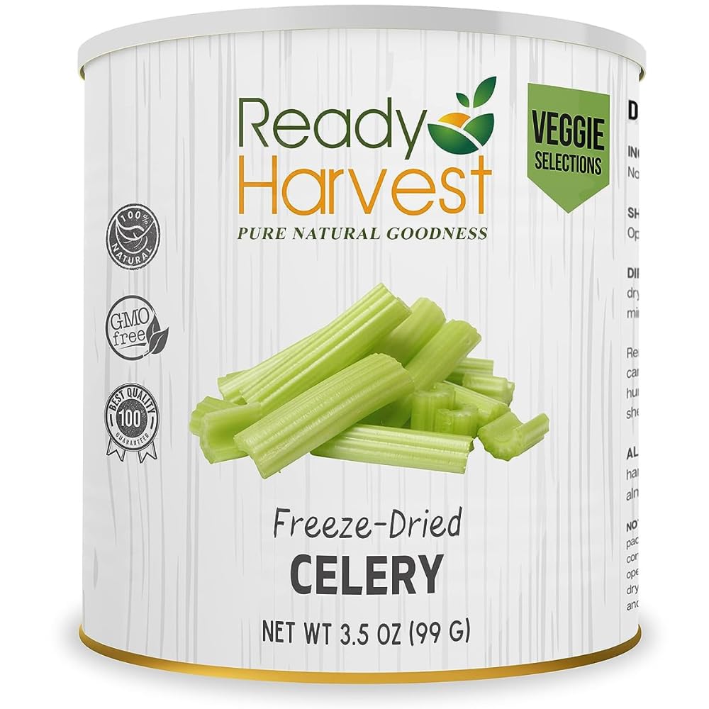 Ready Harvest Freeze-Dried Celery Fresh Pantry Staples | Camper Must Haves Camping Essentials, Camping Survival Emergency Supply Food, Hurricane Preparedness items #10 Can