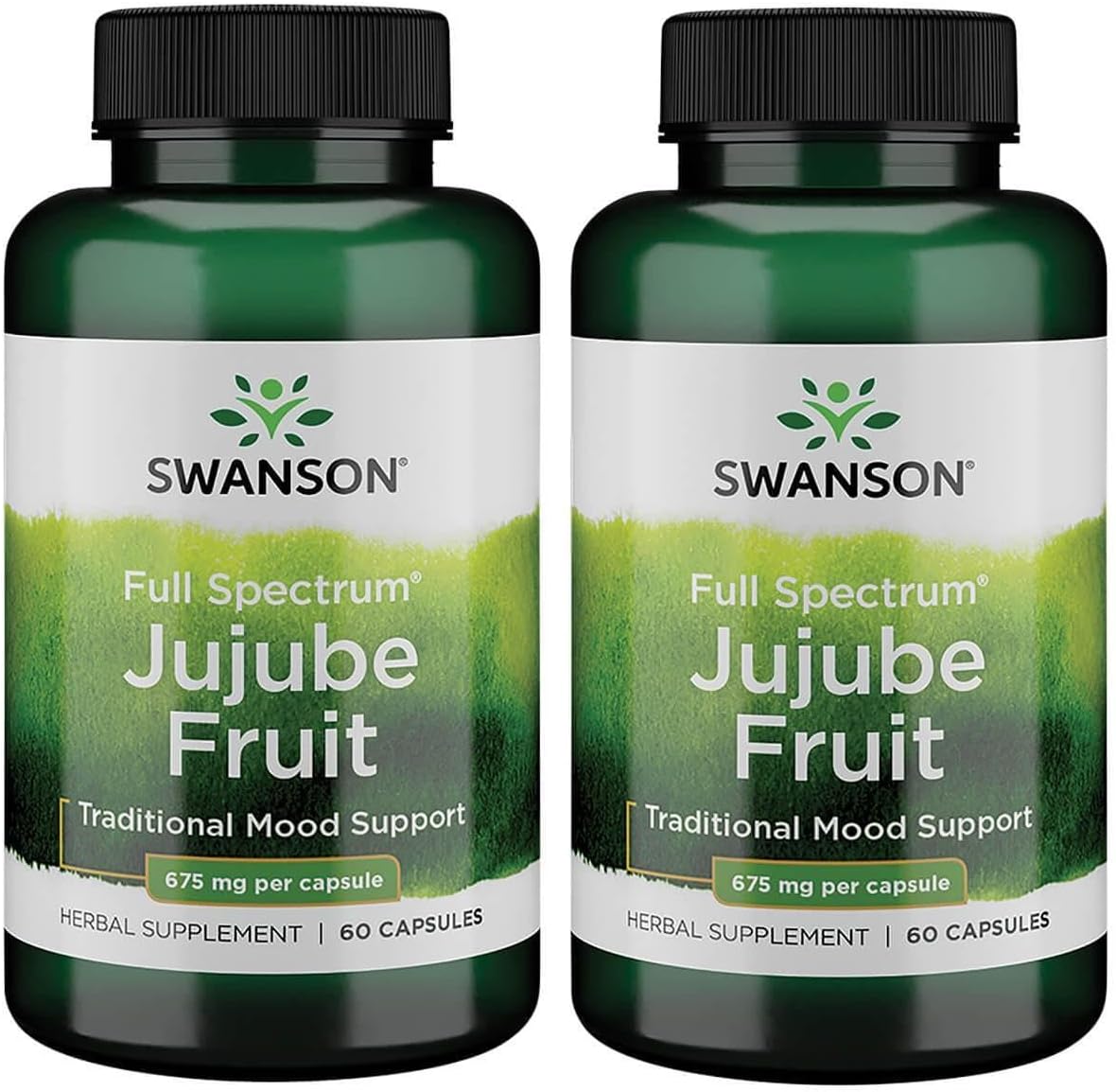 Swanson Jujube Fruit - Full Spectrum Herbal Supplement Promoting a Calm & Relaxed Mind - Natural Formula Supporting Stress & Mood Support - (60 Capsules, 675mg Each) (2 Pack)