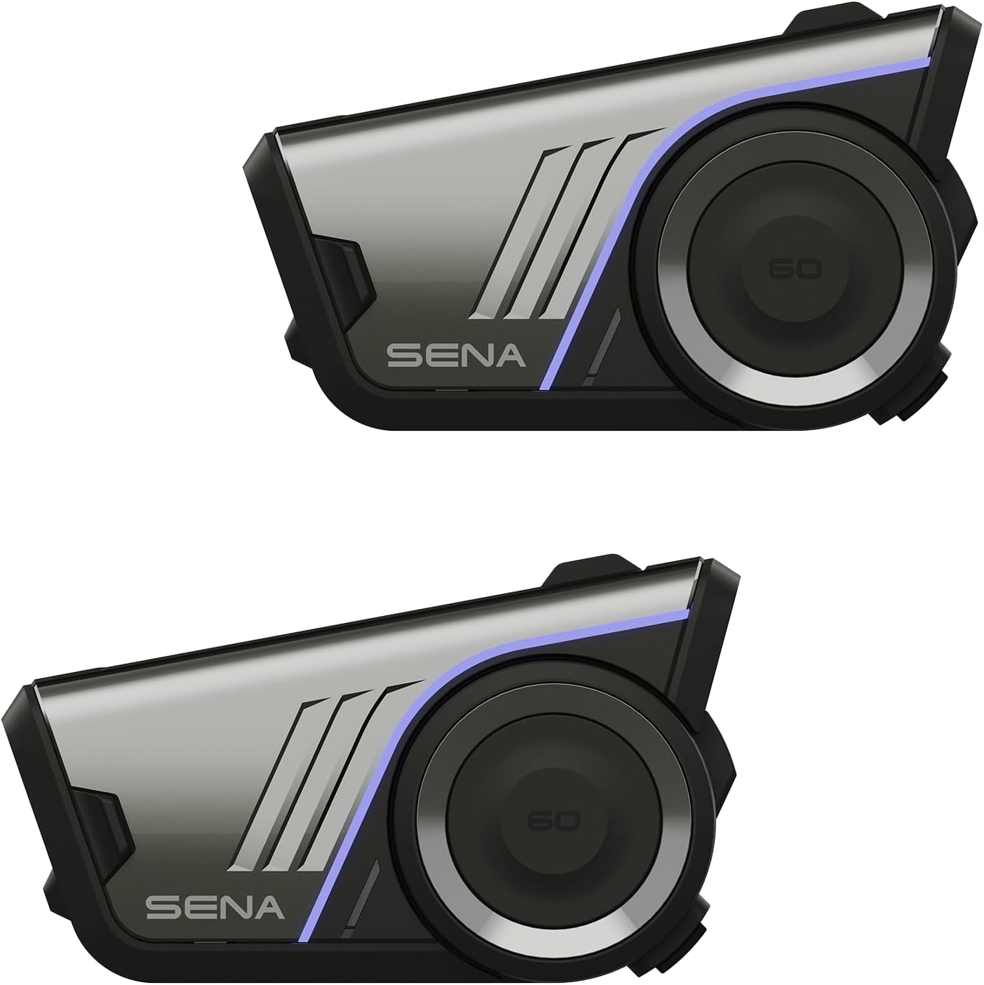 Sena 60S Motorcycle Communication Headset with Wave, Mesh 3.0, and Bluetooth Intercom, IPX7 Waterproof, 24 hr Battery, 2 km Range, 2nd Generation Sound by Harman Kardon Helmet Comms System, Dual Pack